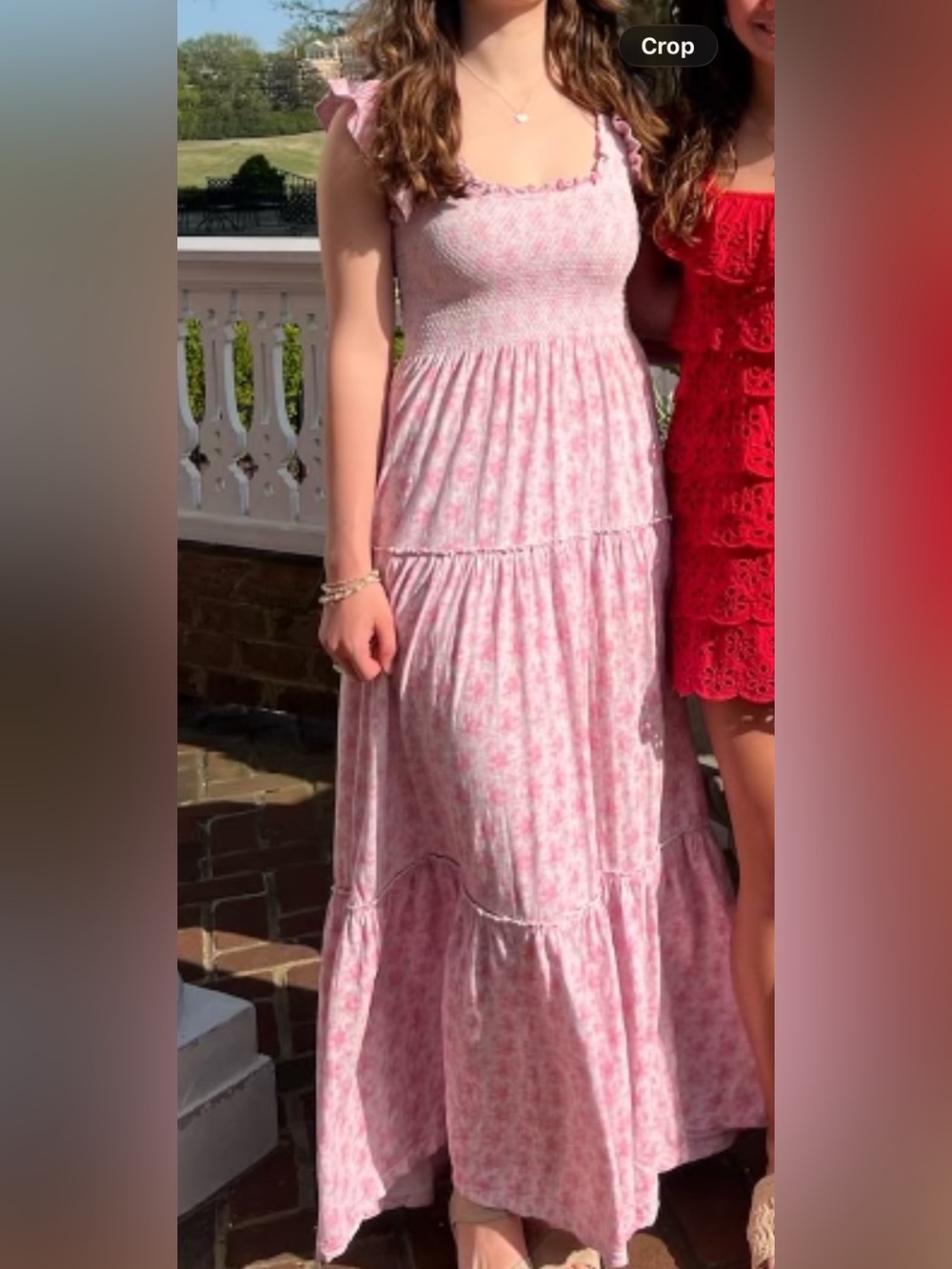Loveshackfancy Women's Pink Floral Tiered Maxi Dress